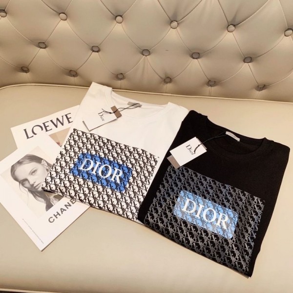 Dior ディオール 韓国風ハイブランド夏 半袖 涼しいキッズ 家族Tシャツスポーツウェア服ブランドディオール tシャツ 大人用 男女共用tシャツディオール  女の子男の子 ママパパ ペアお揃い無地 半袖tシャツ