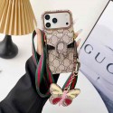 Gucci グッチ斜めかけショルダーカード入れスタンド機能付きiphone18 pro max 17 pro 16 plusケースブランドiphone18 air 17 pro maxカバー バタフライおしゃれレディース激安コピーブランドアイフォン18 pro 14pro max 15 16 17 18 proケースおすすめ