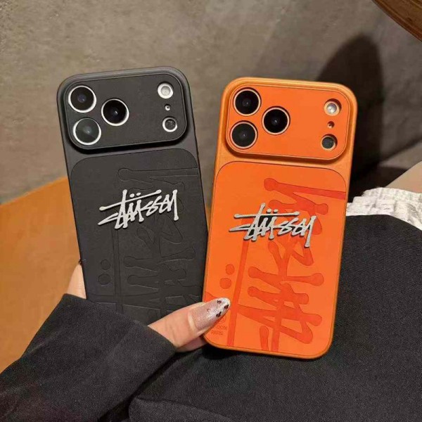 Stussy ステューシーブランドiphone18 air 17 pro maxカバー ペアお揃い黒オレンジメンズレディース激安コピーブランドアイフォン14pro max 15 16 17 18 proケースStussy iphone18 17 16 15 14 13 12 pro maxケースブランド韓国風ハイブランドアイフォン18 17 16 15 pro max airケース高品質