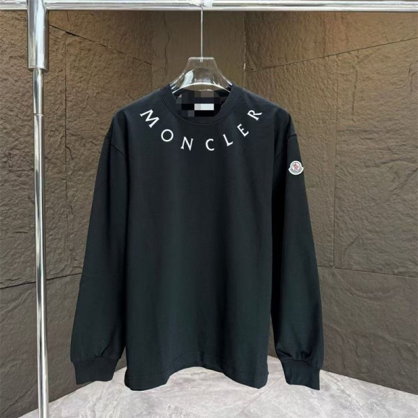 モンクレールホワイトブラック長袖ティーシャツ インナー激安メンズレディースペアお揃いMoncler カットソー 裏起毛 裏起毛なし 無地 黒白Moncler 長袖 Tシャツ ロングロンT カットソー 長袖 シンプル ペアtシャツ 白tシャツ 無地100%綿 トップス キレイめ モード 秋服 冬 ゆったり 