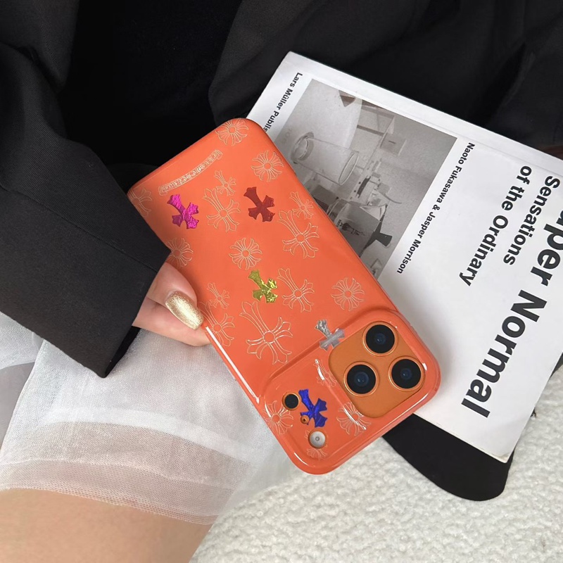 Chrome Heartsブランドiphone18 air 17 pro maxカバー オレンジ